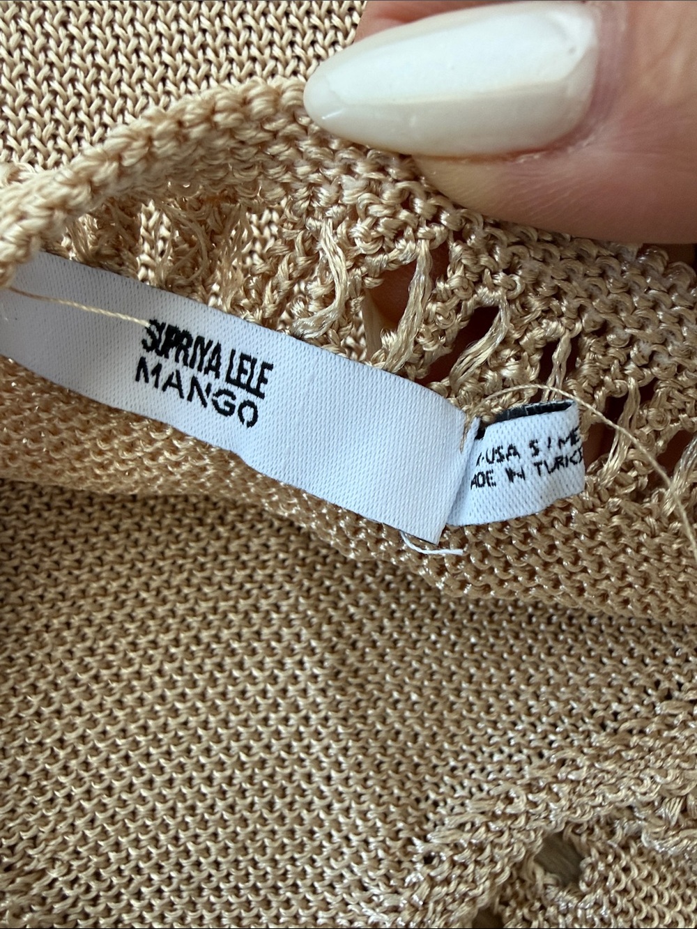 Mango Beige Knit Lace-Trim Top - Picture 2 of 4